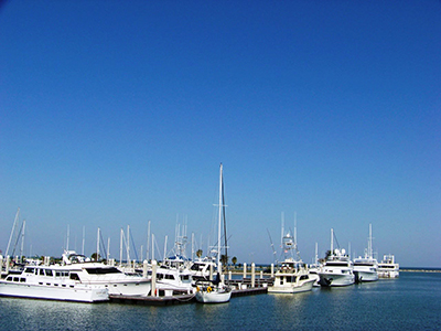 marina boats and clear sky
